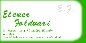 elemer foldvari business card